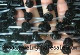 FGBS20 15 inches 8mm, 10mm, 12mm carved rose flower black agate beads