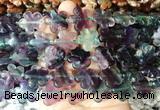 FGBS200 15 inches 20mm carved 5 petal flower rainbow fluorite beads wholesale