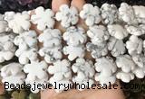 FGBS213 15 inches 20mm carved 5 petal flower white howlite beads wholesale