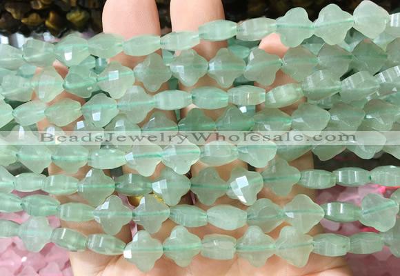 FGBS221 15 inches 10mm faceted four leaf clover green aventurine beads wholesale