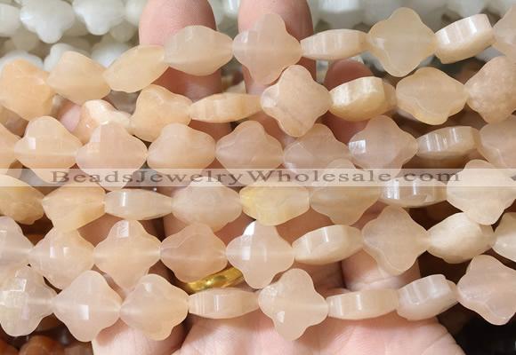 FGBS244 15 inches 13mm faceted 4 leaf clover pink aventurine beads wholesale