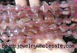 FGBS247 15 inches 13mm faceted 4 leaf clover strawberry quartz beads wholesale