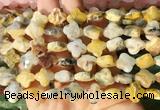 FGBS251 15 inches 13mm faceted 4 leaf clover yellow crazy agate beads wholesale