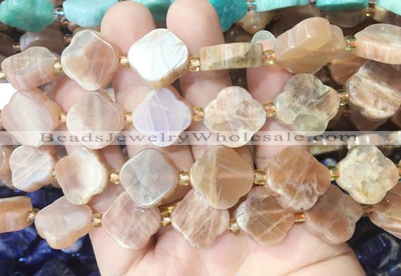 FGBS269 15 inches 18mm four leaf clover moonstone beads wholesale