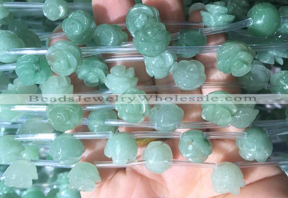 FGBS31 15 inches 8mm, 10mm, 12mm carved rose flower green aventurine beads