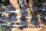 FGBS49 15 inches 10mm carved rose flower lepidolite beads wholesale