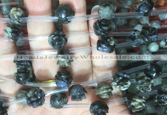 FGBS53 15 inches 10mm carved rose flower llanite beads wholesale