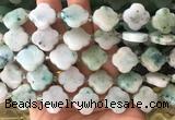 FGBS67 15 inches 16mm - 18mm faceted Four leaf clover chrysocolla beads