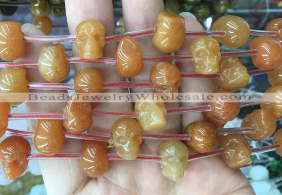 FGBS90 15 inches 12mm carved skull red aventurine beads wholesale