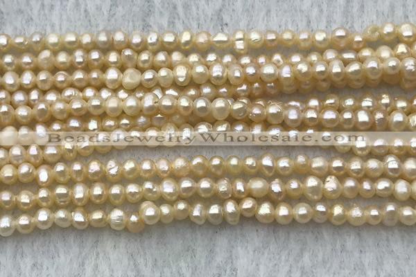 FWP08 14.5 inches 2mm - 3mm potato pink freshwater pearl strands