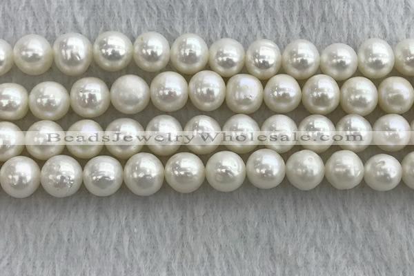 FWP102 15 inches 9mm - 10mm potato white freshwater pearl strands