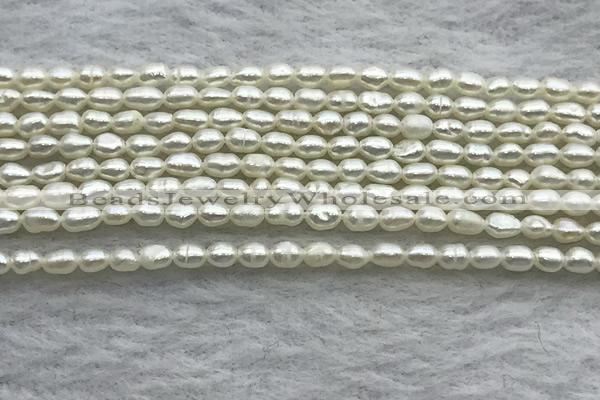 FWP154 14.5 inches 2mm - 3mm rice white freshwater pearl strands