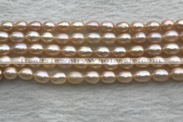 FWP168 14.5 inches 4mm - 5mm rice light purple freshwater pearl strands