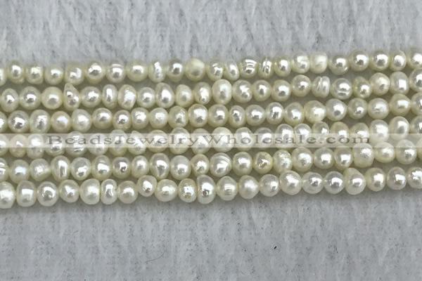 FWP17 14.5 inches 3.2mm - 3.7mm potato white freshwater pearl strands