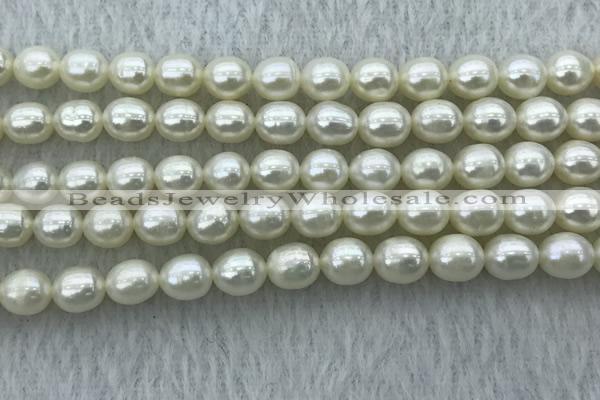 FWP178 15 inches 6mm - 7mm rice white freshwater pearl strands