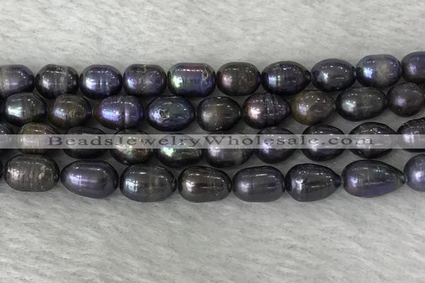 FWP191 15 inches 7mm - 8mm rice black freshwater pearl strands