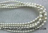 FWP212 15 inches 4mm - 9mm rice white freshwater pearl strands