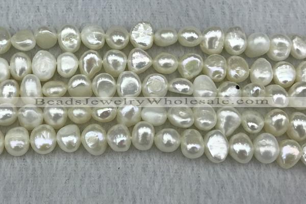 FWP241 15 inches 6mm - 7mm baroque white freshwater pearl strands