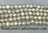 FWP245 15 inches 8mm - 9mm baroque white freshwater pearl strands