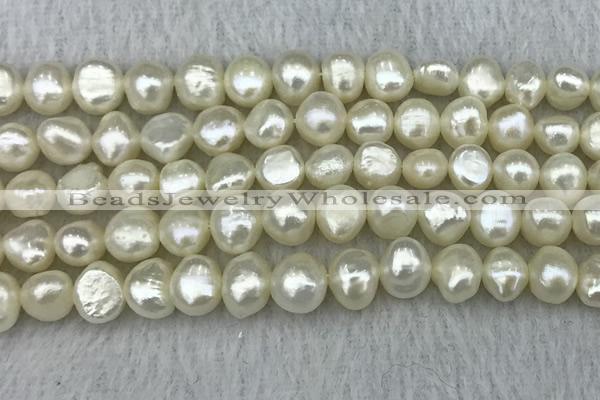 FWP245 15 inches 8mm - 9mm baroque white freshwater pearl strands