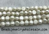 FWP250 15 inches 9mm - 10mm baroque white freshwater pearl strands