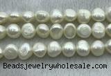 FWP260 15 inches 11mm - 12mm baroque white freshwater pearl strands