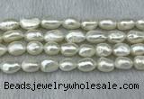 FWP285 15 inches 9mm - 10mm baroque white freshwater pearl strands