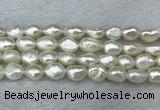 FWP286 15 inches 9mm - 10mm baroque white freshwater pearl strands