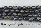 FWP288 15 inches 9mm - 10mm baroque black freshwater pearl strands