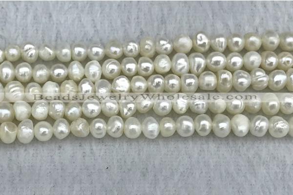 FWP30 14.5 inches 4.5mm potato white freshwater pearl strands