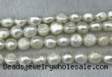 FWP302 15 inches 11mm - 12mm baroque white freshwater pearl strands