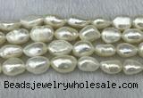 FWP304 15 inches 11mm - 12mm baroque white freshwater pearl strands