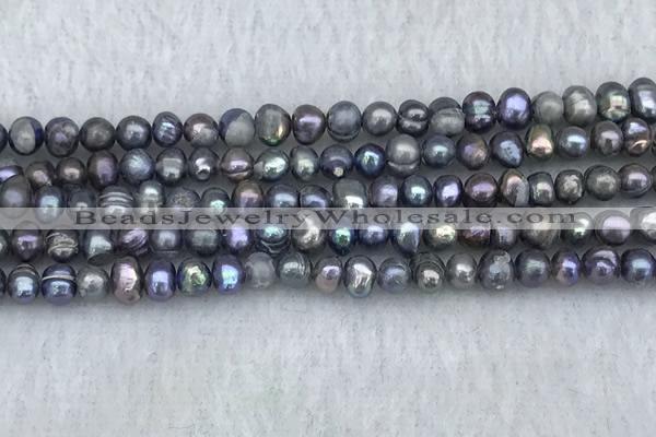 FWP31 14.5 inches 4mm - 4.7mm potato black freshwater pearl strands