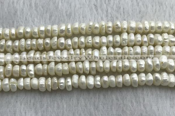 FWP321 14.5 inches 5mm - 6mm button white freshwater pearl strands