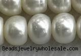 FWP326 15 inches 9mm - 10mm button white freshwater pearl strands