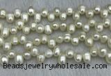 FWP340 Top-drilled 7mm - 8mm potato white freshwater pearl strands