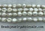 FWP350 15 inches 7mm - 8mm baroque white freshwater pearl strands