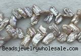 FWP414 Top-drilled 12*16mm - 13*18mm biwa freshwater pearl beads