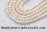 FWP480 14 inches 5mm - 6mm potato white freshwater pearl strands