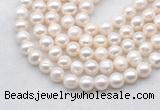 FWP484 14.5 inches 9mm - 10mm potato white freshwater pearl strands