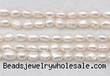 FWP496 14 inches 8mm - 9mm baroque white freshwater pearl strands