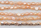 FWP497 14 inches 8mm - 9mm baroque pink freshwater pearl strands