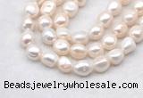 FWP504 14 inches 11mm - 12mm baroque white freshwater pearl strands