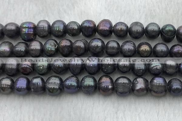 FWP92 15 inches 8mm - 9mm potato black freshwater pearl strands