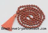 GMN1008 Hand-knotted 8mm, 10mm matte red jasper 108 beads mala necklaces with tassel