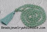 GMN1019 Hand-knotted 8mm, 10mm matte green aventurine 108 beads mala necklaces with tassel