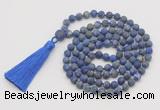 GMN1026 Hand-knotted 8mm, 10mm matte lapis lazuli 108 beads mala necklaces with tassel