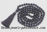 GMN1028 Hand-knotted 8mm, 10mm matte amethyst 108 beads mala necklaces with tassel