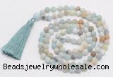 GMN1036 Hand-knotted 8mm, 10mm matte unakite 108 beads mala necklace with tassel