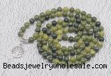 GMN1122 Hand-knotted 8mm, 10mm Canadian jade 108 beads mala necklaces with charm